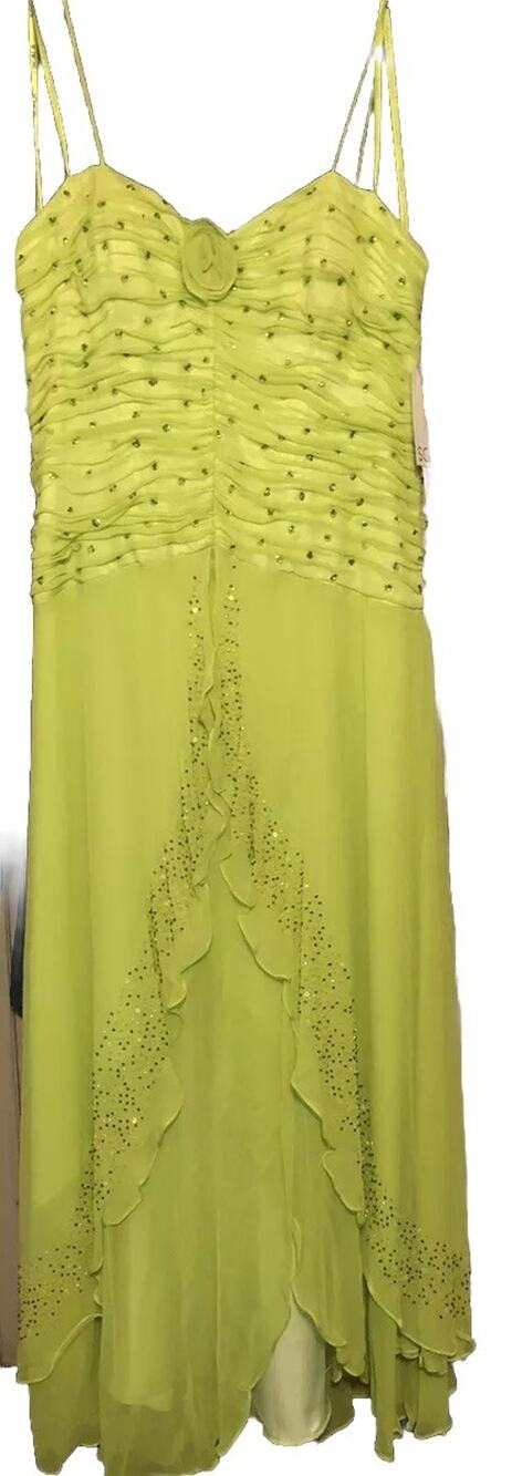 B Grover Green Fairycore Balletcore Beaded Silk Dress NWT 9/10 Mermaidcore Prom